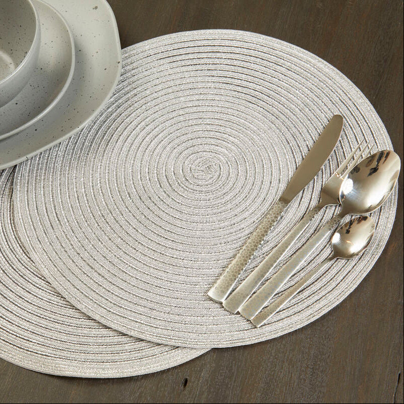 Alice Round Silver Thread Woven Placemat