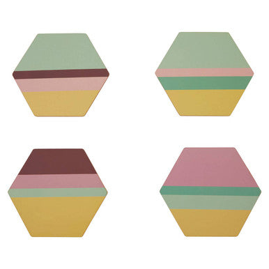 Set of 4 Miami Striped Gold Foil Coasters | Mimo