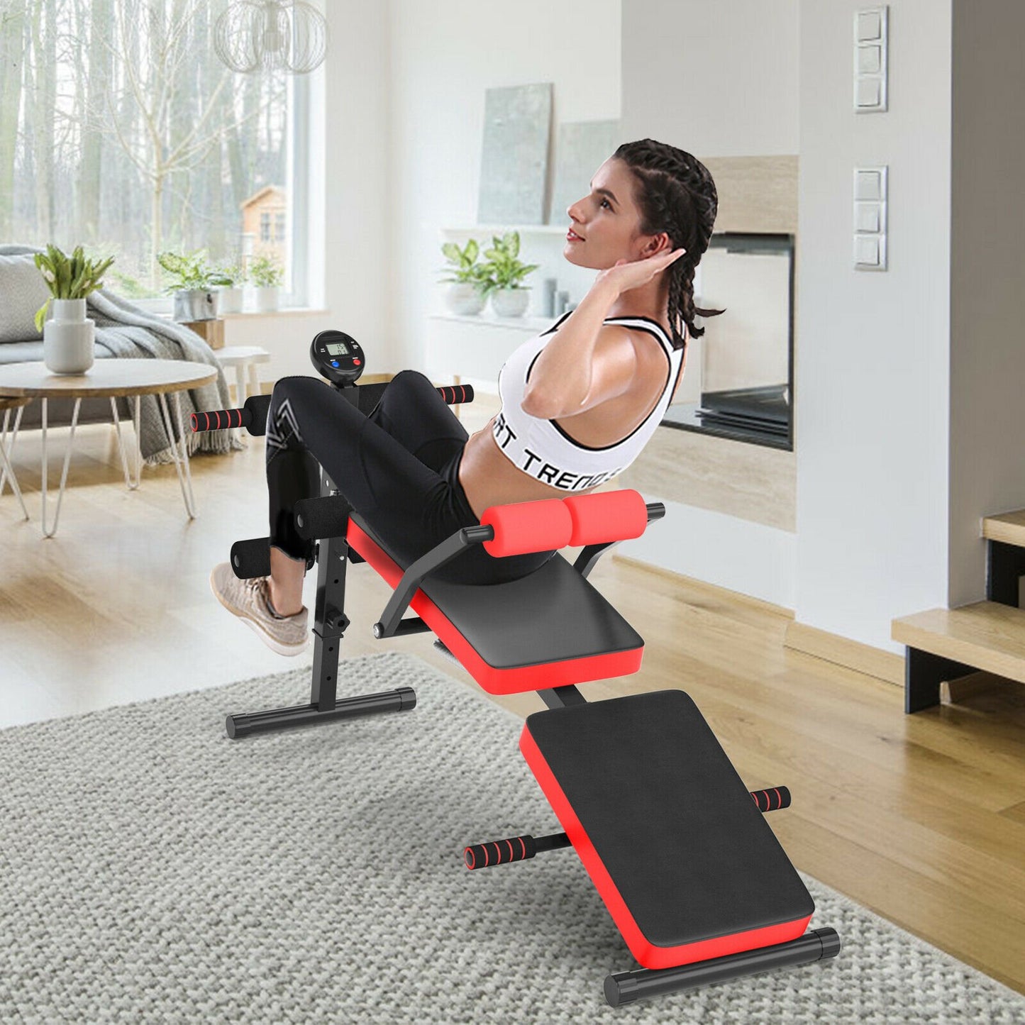 Multi Workout Weight Bench, Foldable, Adjustable with LCD-Blue