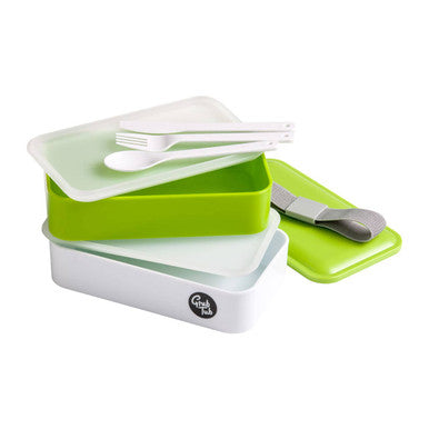 Grub Tub Green and White Stackable  Lunch Box