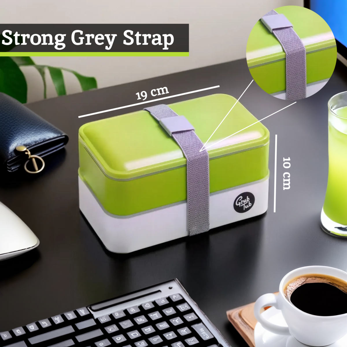 Grub Tub Green and White Stackable  Lunch Box