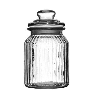 Abbie Clear Glass Ribbed Storage Jar 1000ml