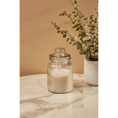 Abbie Clear Glass Ribbed Storage Jar 1000ml