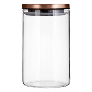 Glass Storage Jar with Rose Gold Lid  950ml | Freska