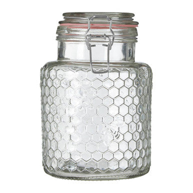 Apiary Textured Glass Jar with Pink Seal 1300ml