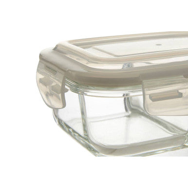 Freska 2 Section Rectangular Glass Container With Lid 1040 Ml