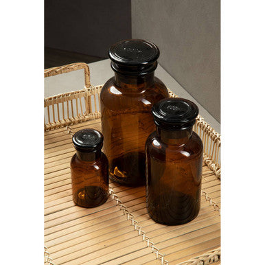Apothecary Amber Glass Small Reagent Bottle with Lid 250ml