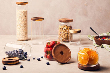 Freska Glass Storage Jar with Acacia Wood Lid 700ml