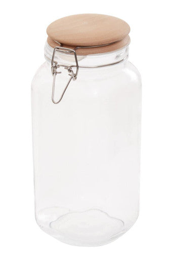 Square 2150ml Glass Jar With Wooden Lid | Luca