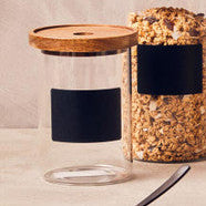 Tromso Glass Storage Jar with Acacia Lid and Chalkboard 750 ml
