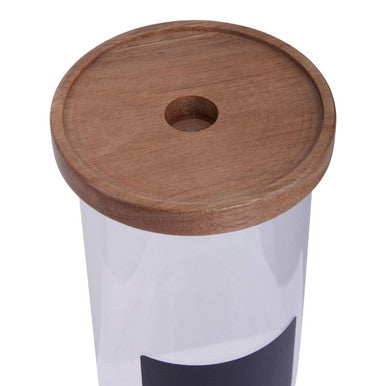 Tromso Glass Storage Jar with Acacia Lid and Chalkboard 1300 ml