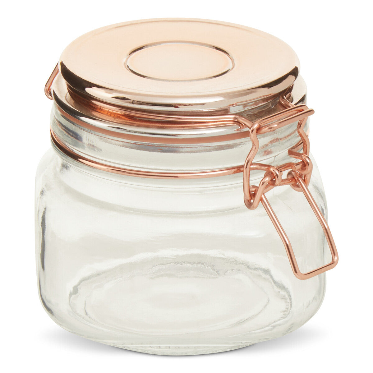 500Ml Sqr Glass Jar Clip Top Rose Gold Lid