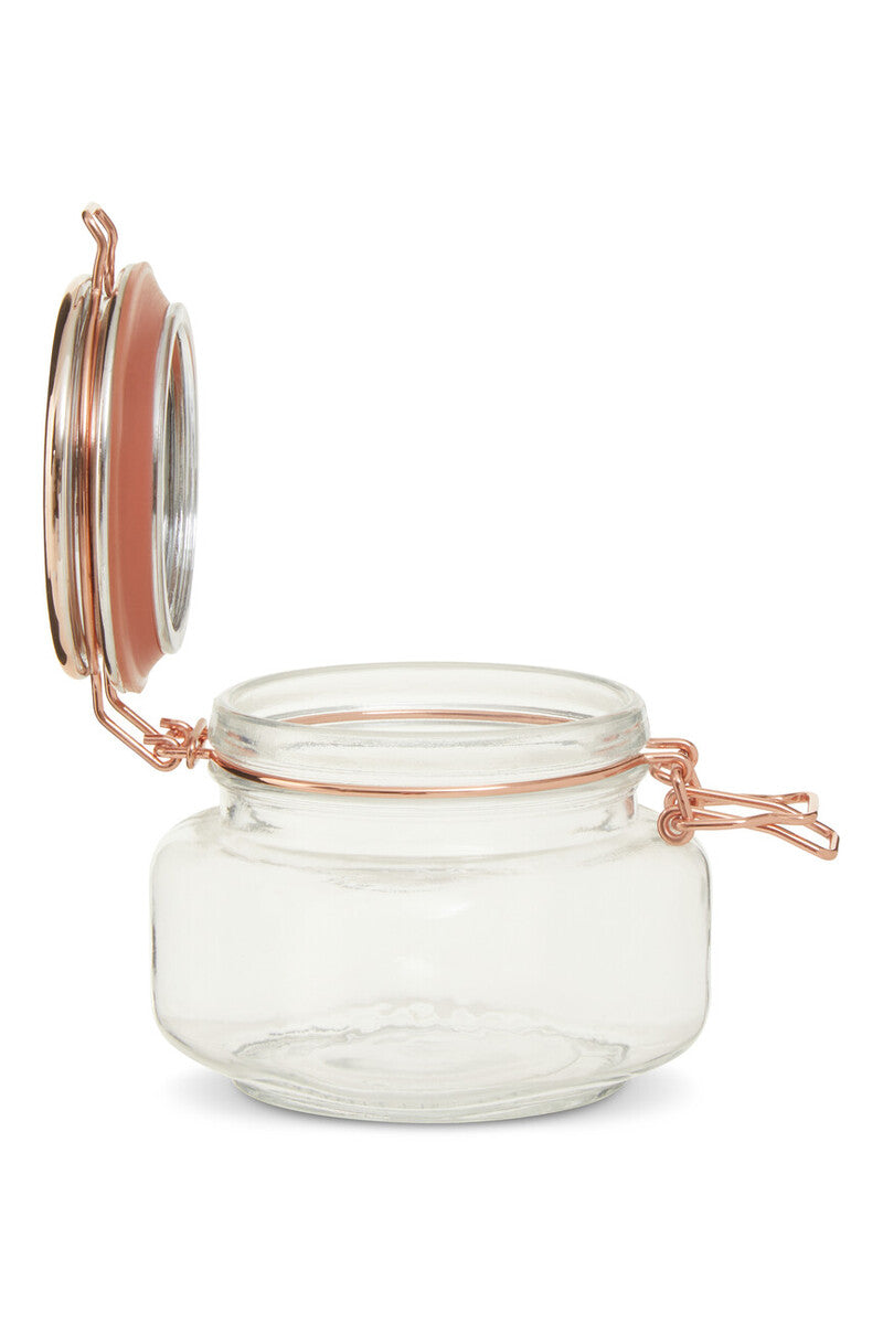 500Ml Sqr Glass Jar Clip Top Rose Gold Lid
