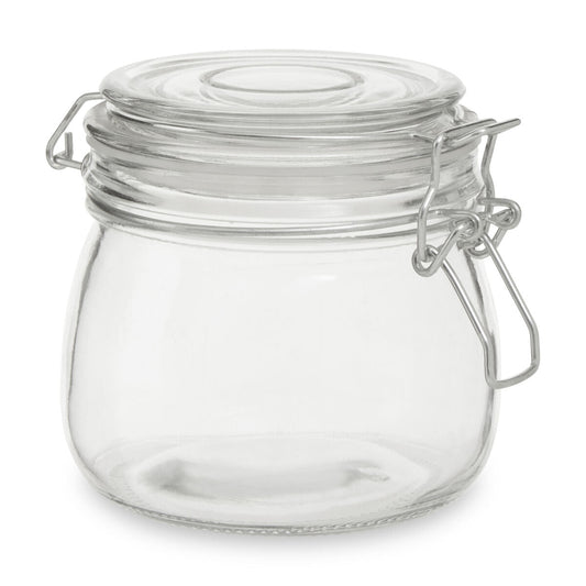 500Ml Rnd Glass Jar Clip Top Clear Lid