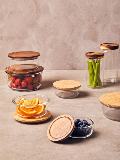 Freska 300Ml Glass Container With Acacia Lid