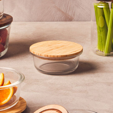 Freska 620Ml Glass Container With Bamboo Lid