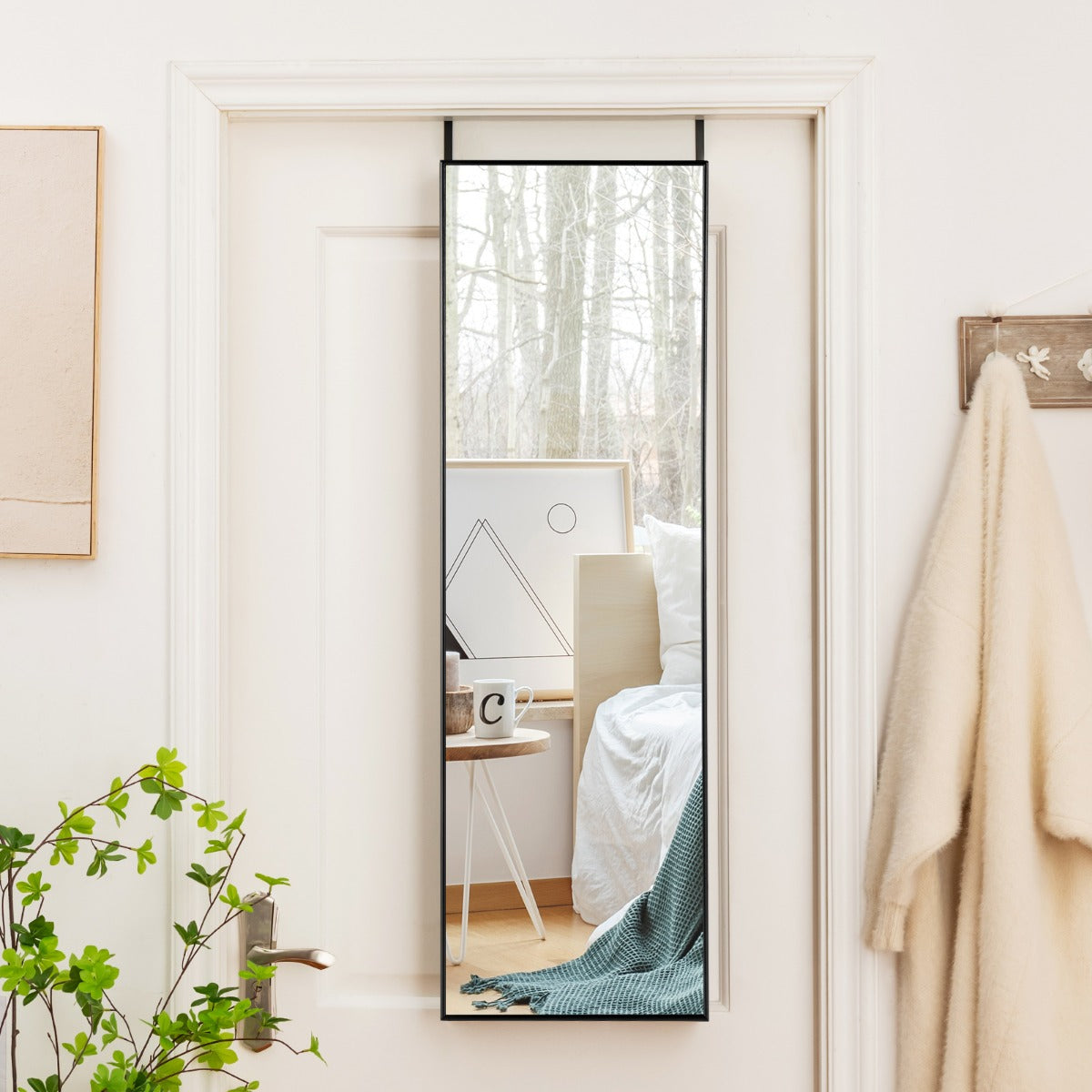 120 x 37 cm Full Length Wall Hanging Mirror with Adjustable Hook-Golden