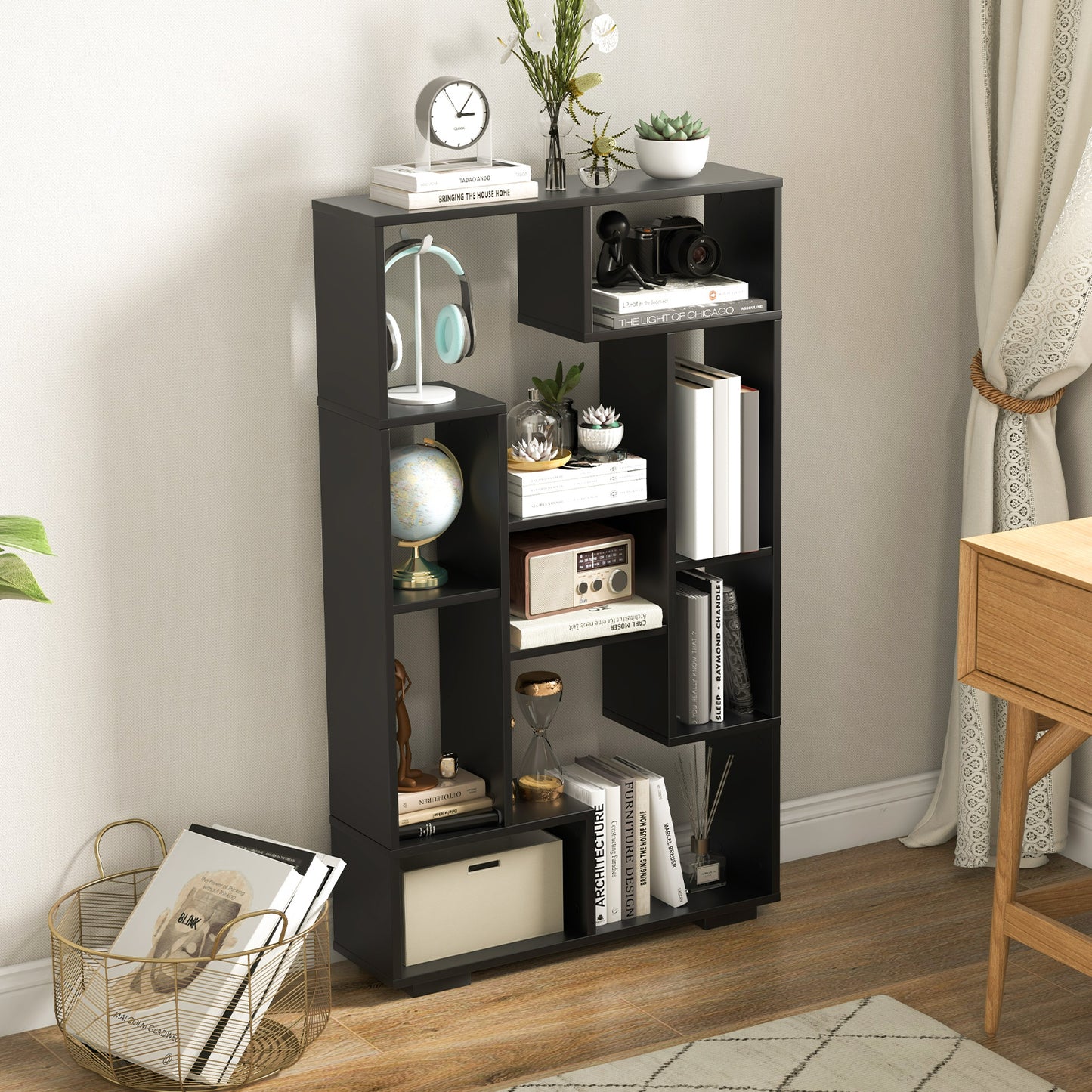 120cm Tall Bookshelf with Anti-tipping Kits for Home Office-White