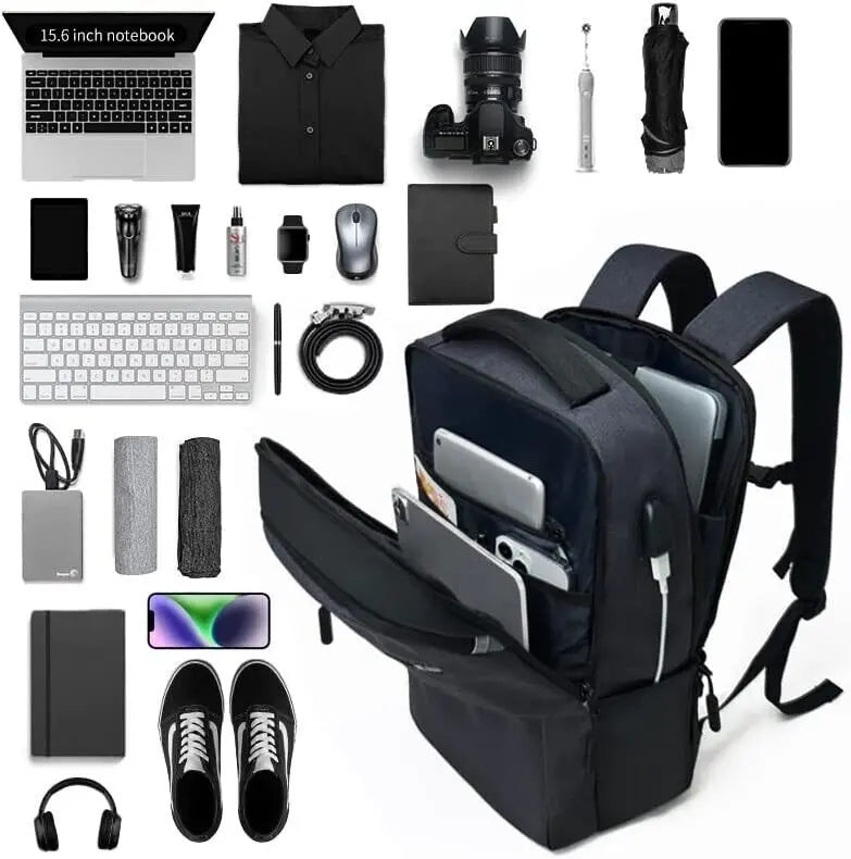 Grey Large Capacity Backpack with Laptop Compartment Fit 15.6 Laptop Bag