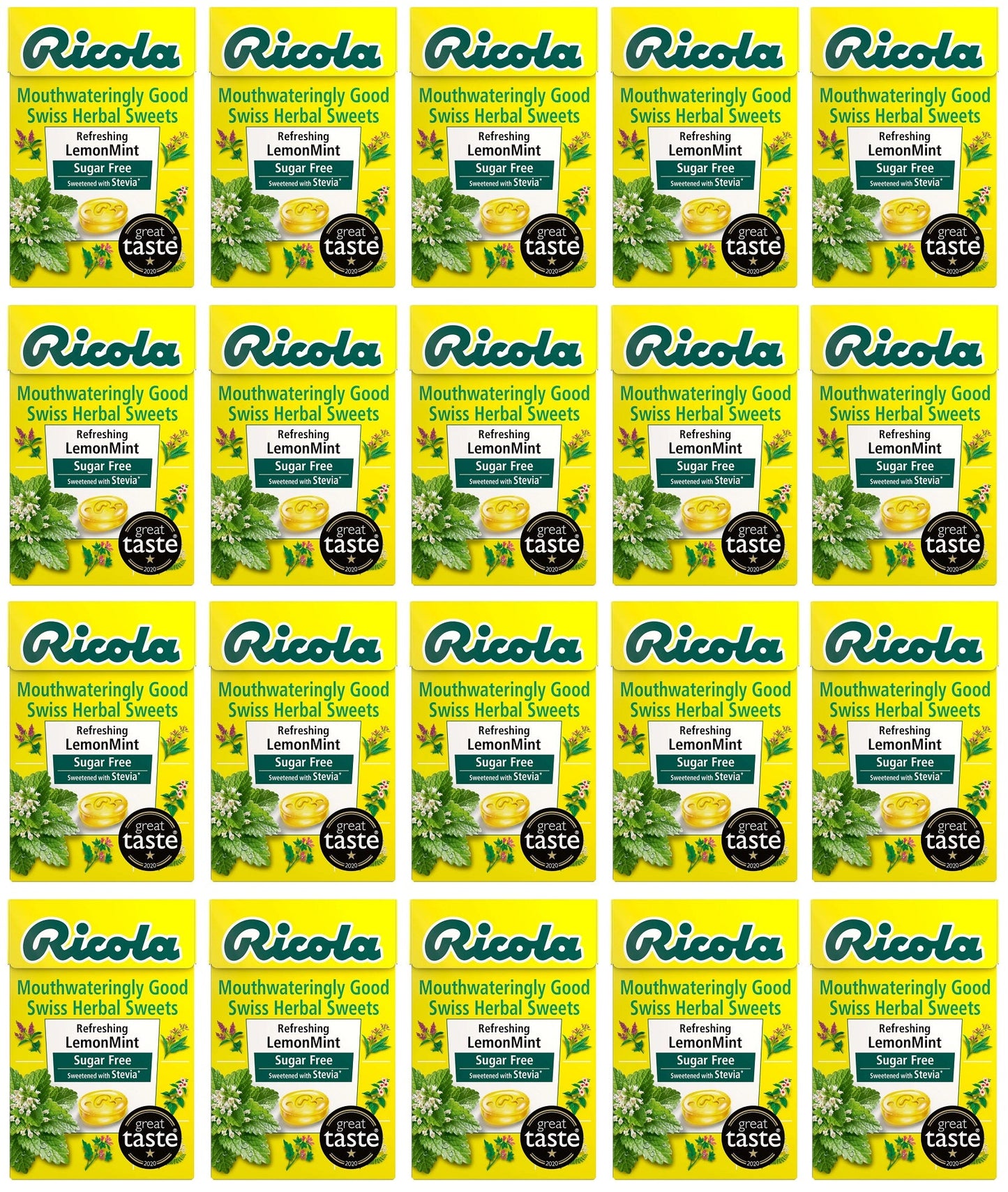 20 x Ricola Lemon-Mint Sugar Free Box - 45g