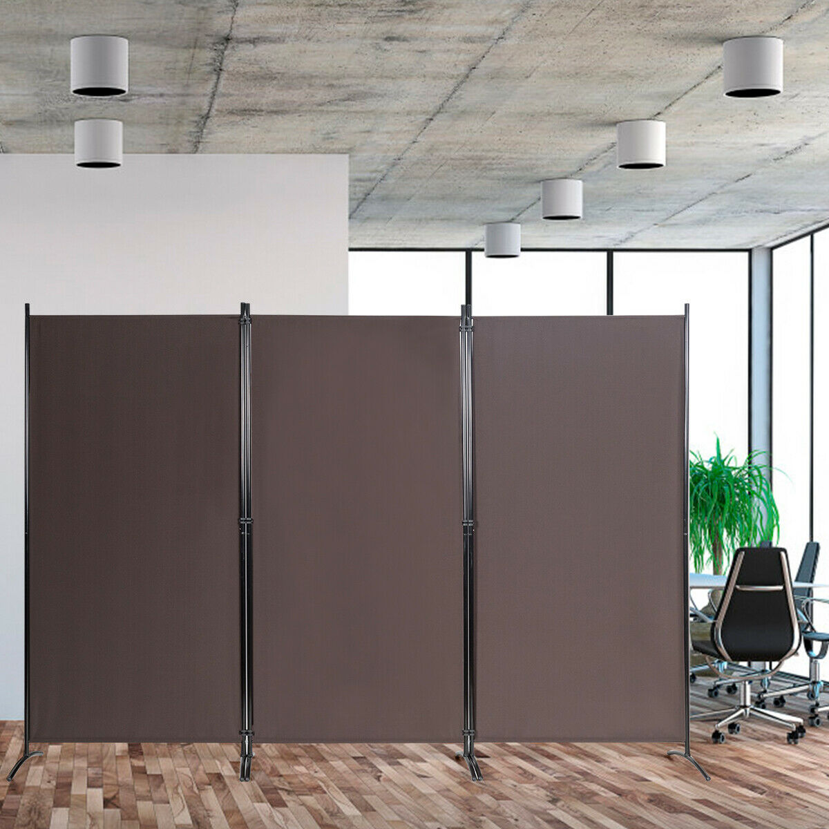 3 Panel Folding Room Divider-Beige