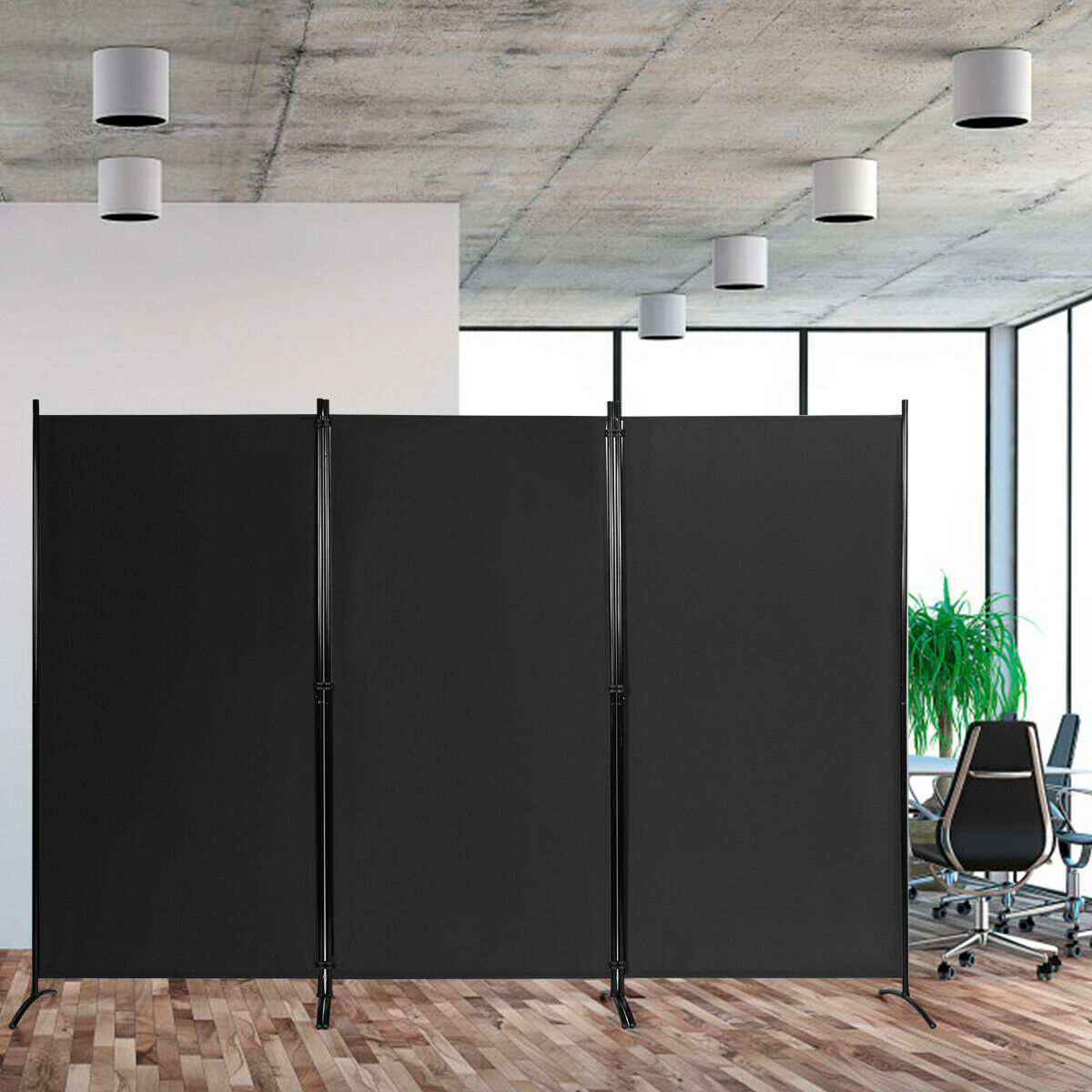 3 Panel Folding Room Divider-Beige
