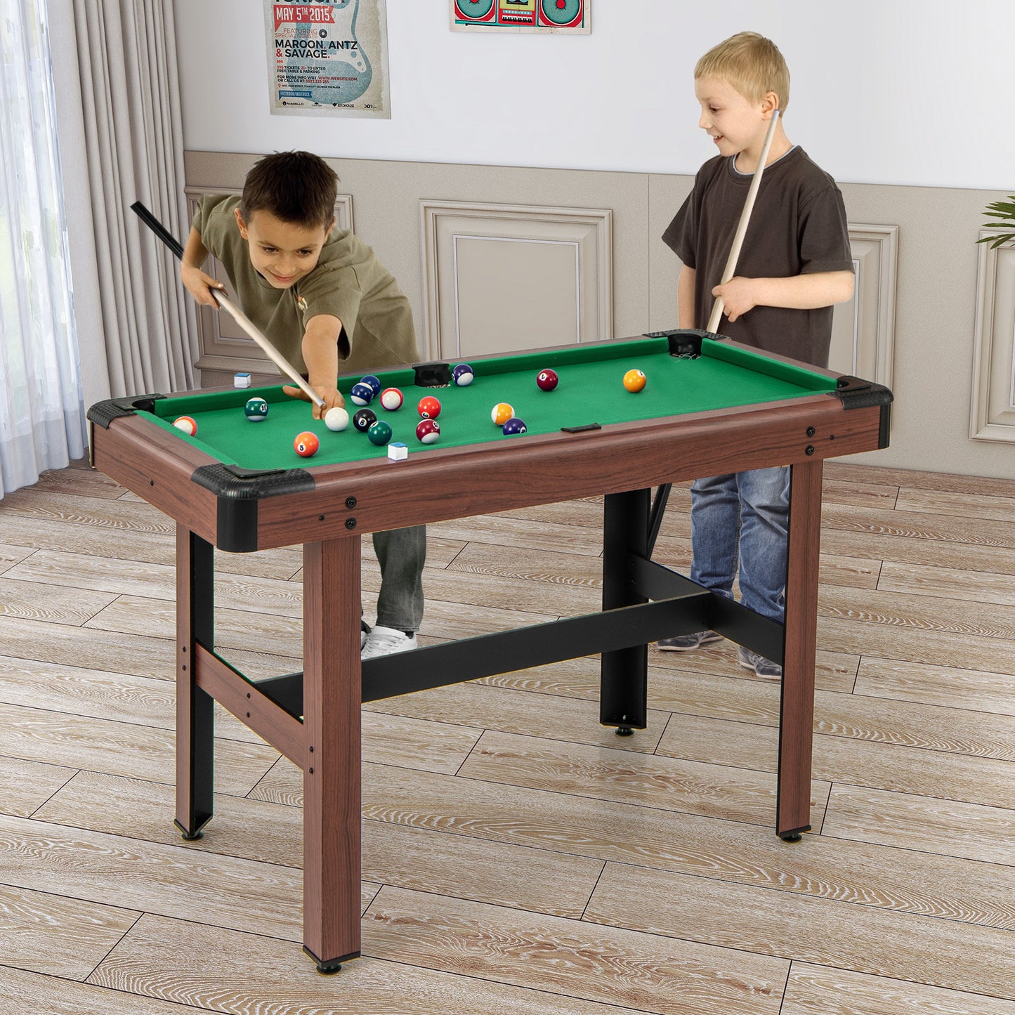 122 cm Wooden Pool Table for Kids and Adults-Blue