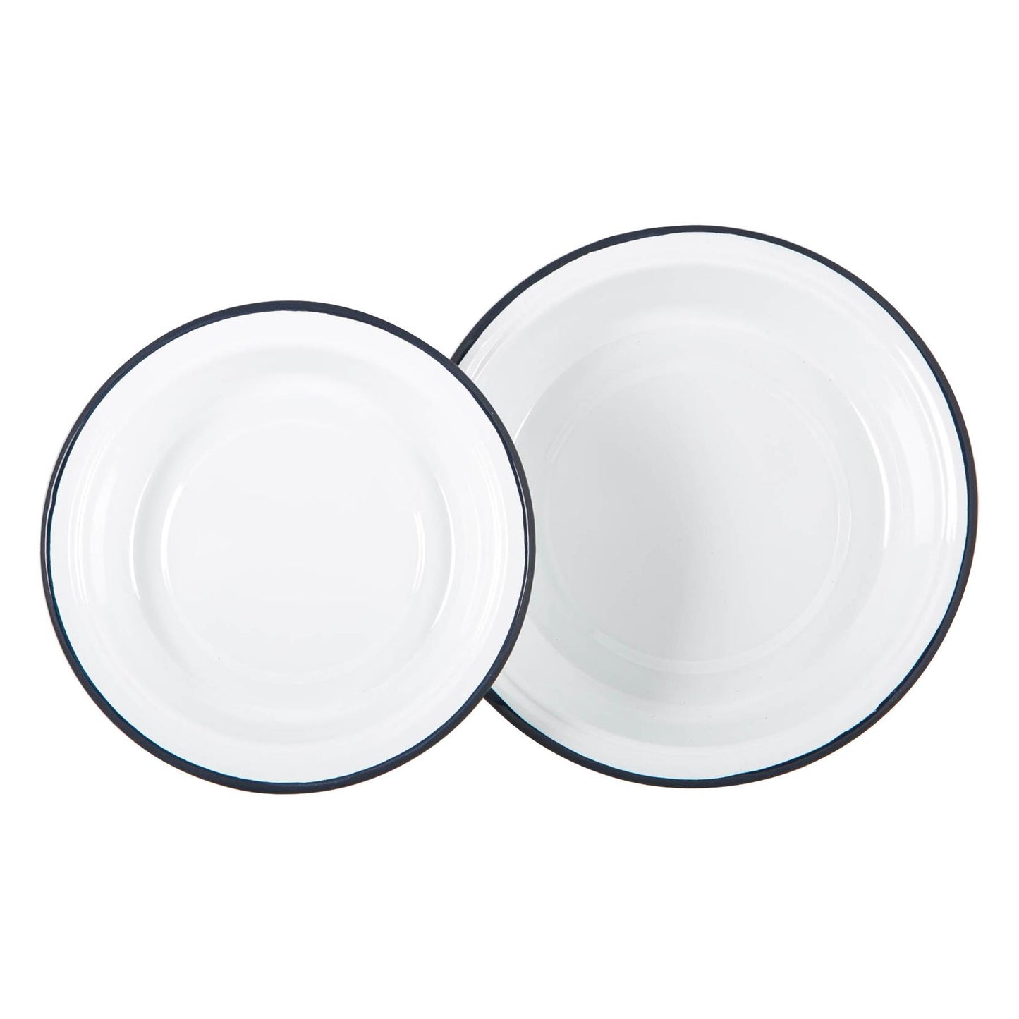 2pc White Enamel Deep Bowls Set