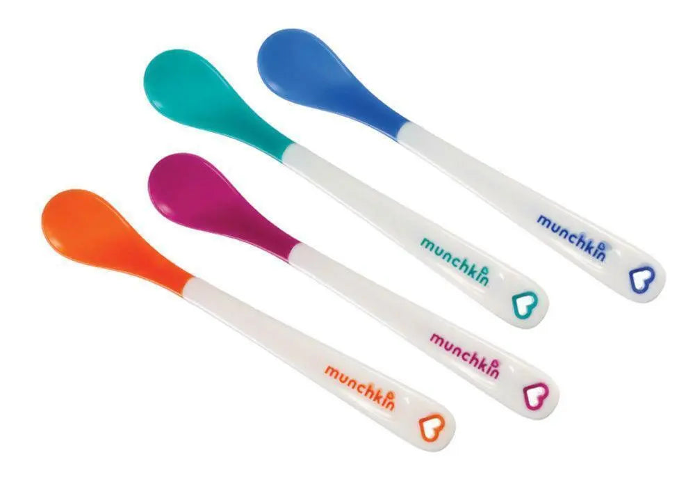 Munchkin Baby Feeding Dishes Food Weaning White Hot Alert Spoons 4Pk