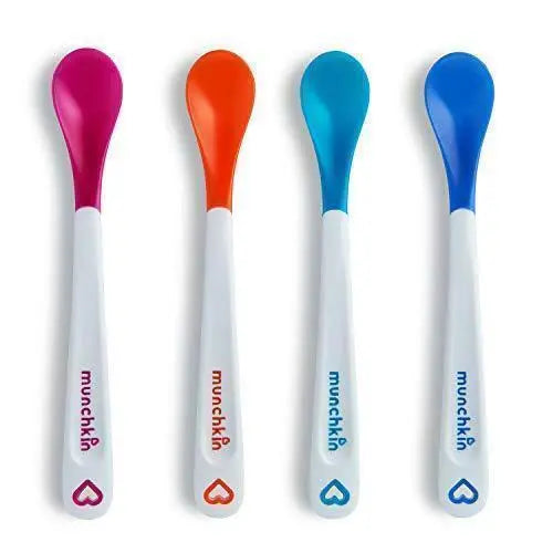 Munchkin Baby Feeding Dishes Food Weaning White Hot Alert Spoons 4Pk