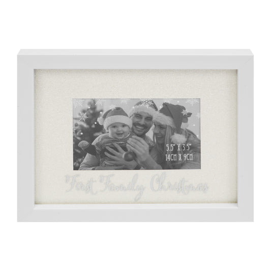 Glitter Frame 'First Family Christmas' ( 5.5 x 3.5 Inches)