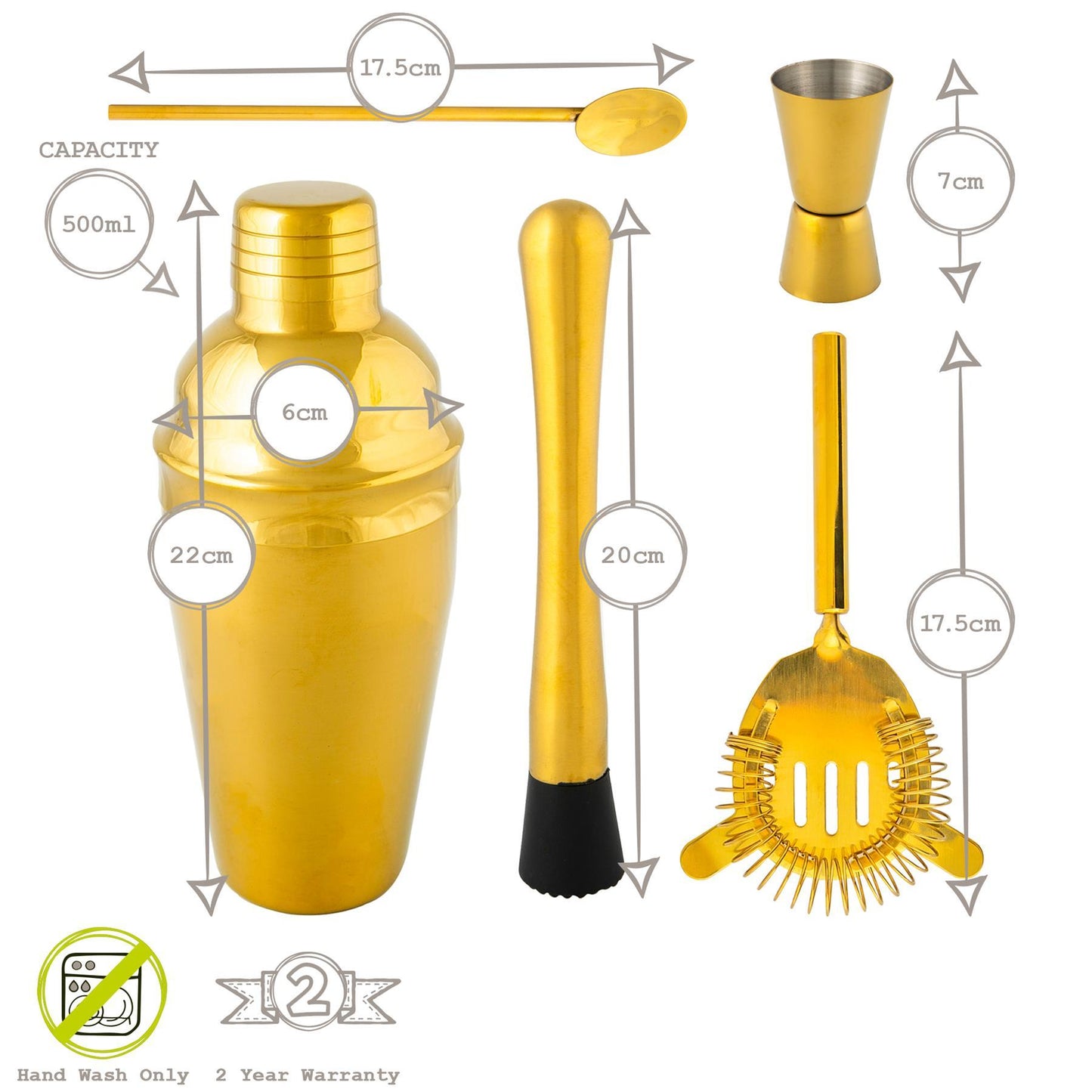 5pc Manhattan Cocktail Shaker Set
