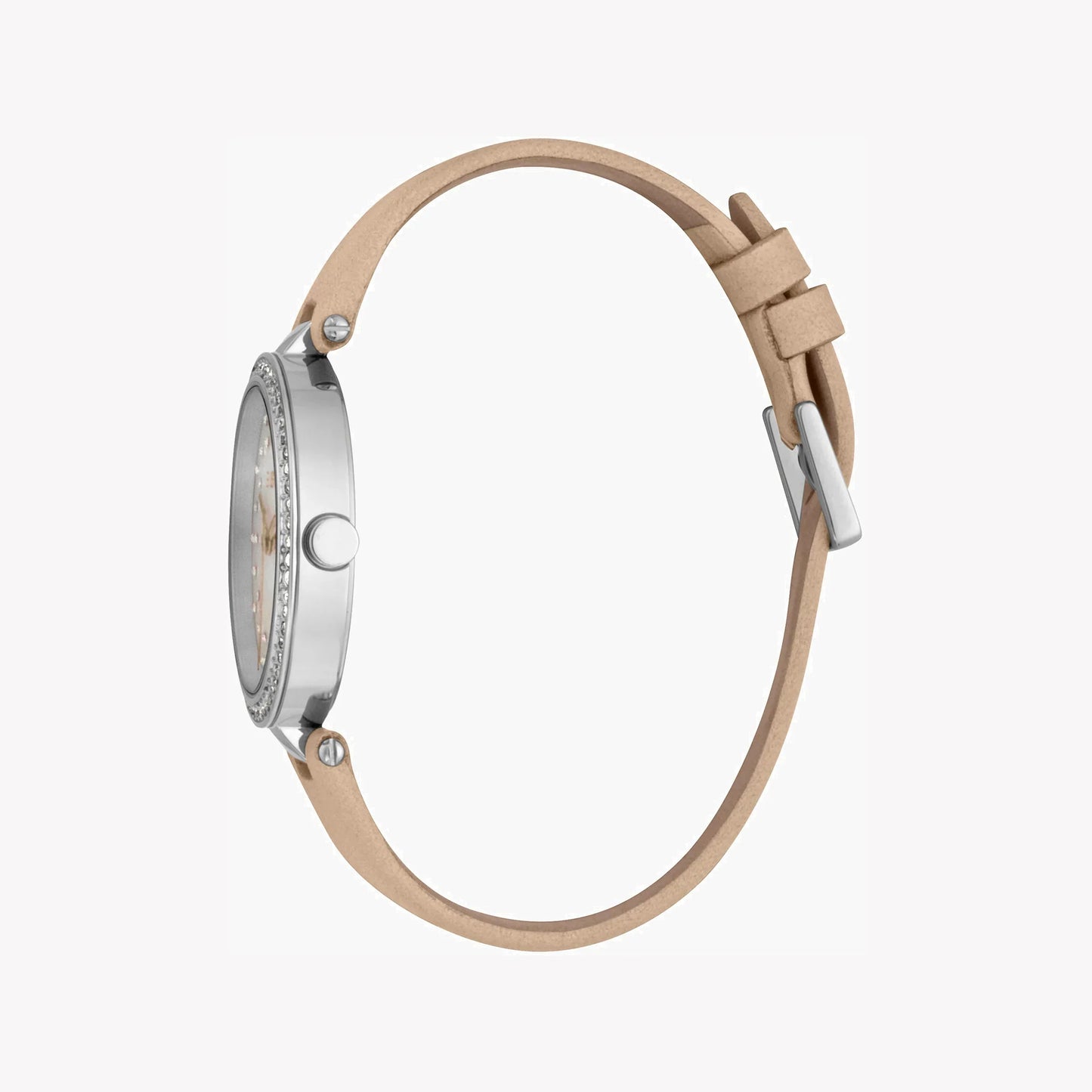 Esprit Women's Beige Leather Watch, White Mother Of Pearls | Es1l094m0055
