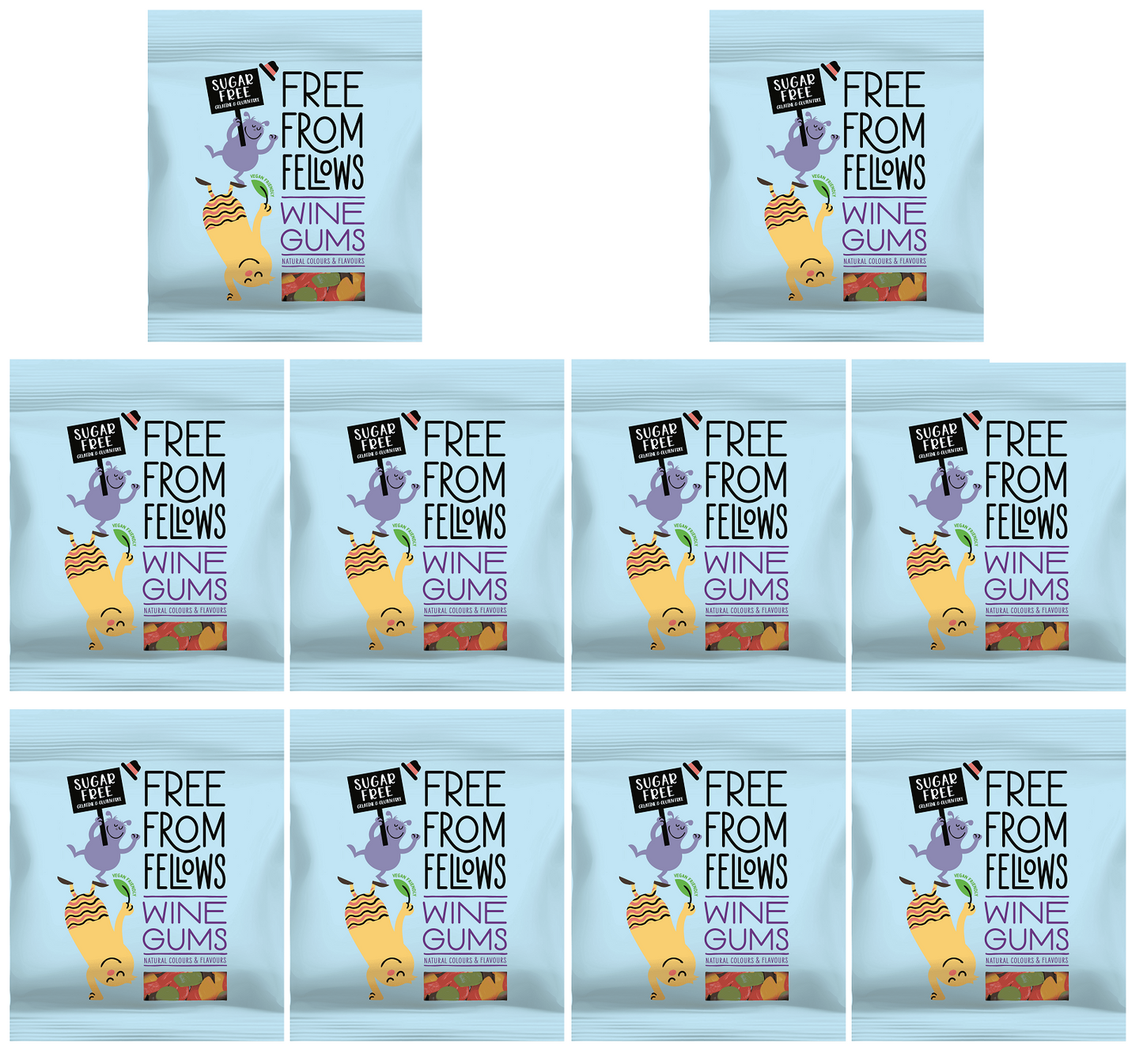 10 x Free From Fellows Wine Gums - 100g