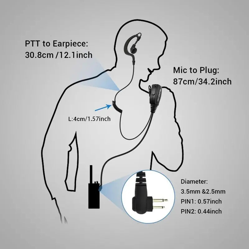 G-Shape Walkie Talkie Earpiece with Mic PTT for Motorola CP040 DP1400 GP88 GP300