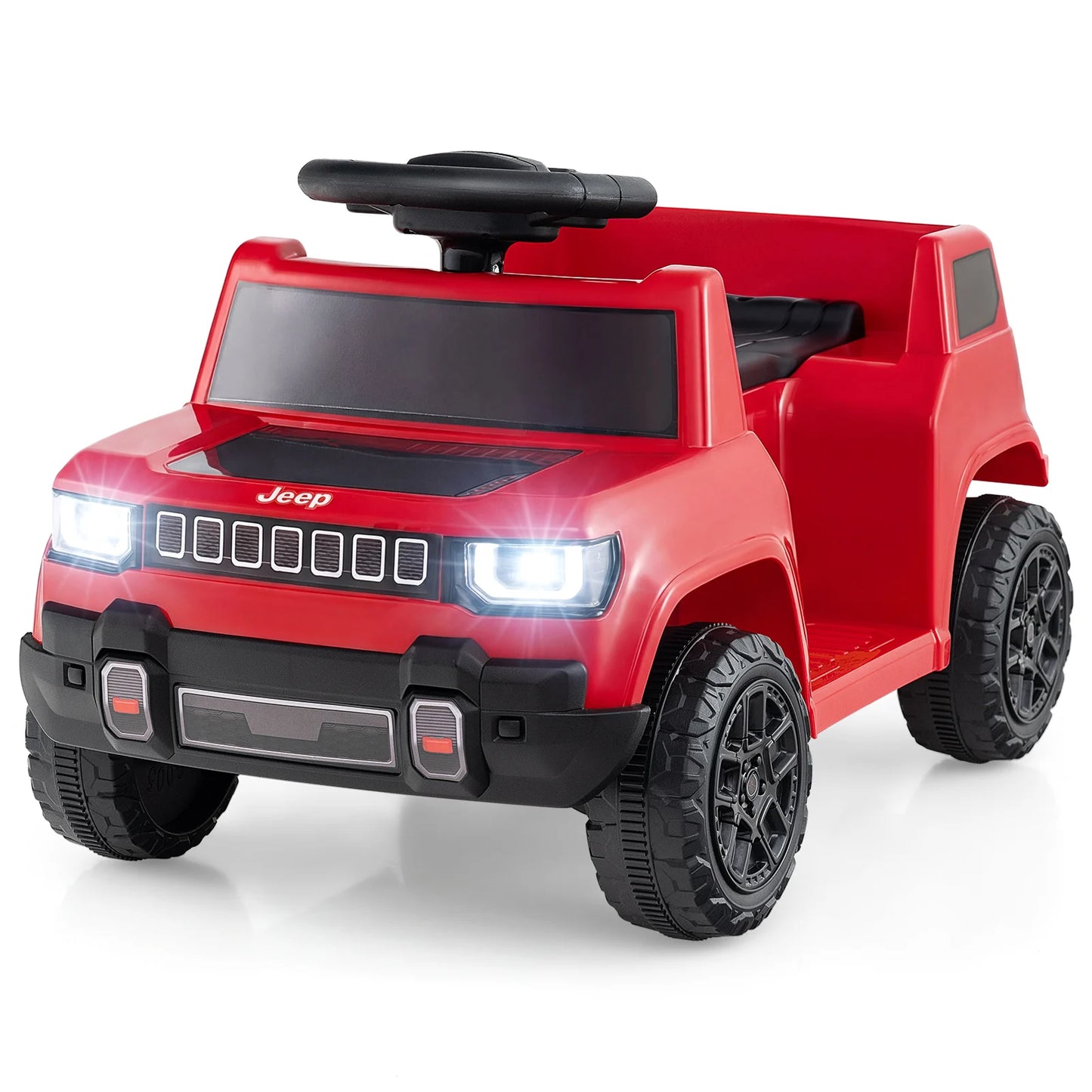 12V Kids Ride On Car Licensed Jeep Electric Vehicle with LED Lights for 18-96 Months-Black