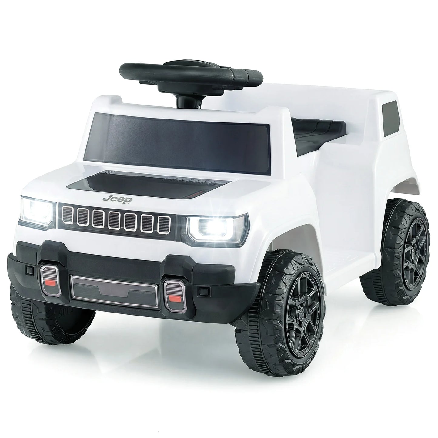 12V Kids Ride On Car Licensed Jeep Electric Vehicle with LED Lights for 18-96 Months-Black