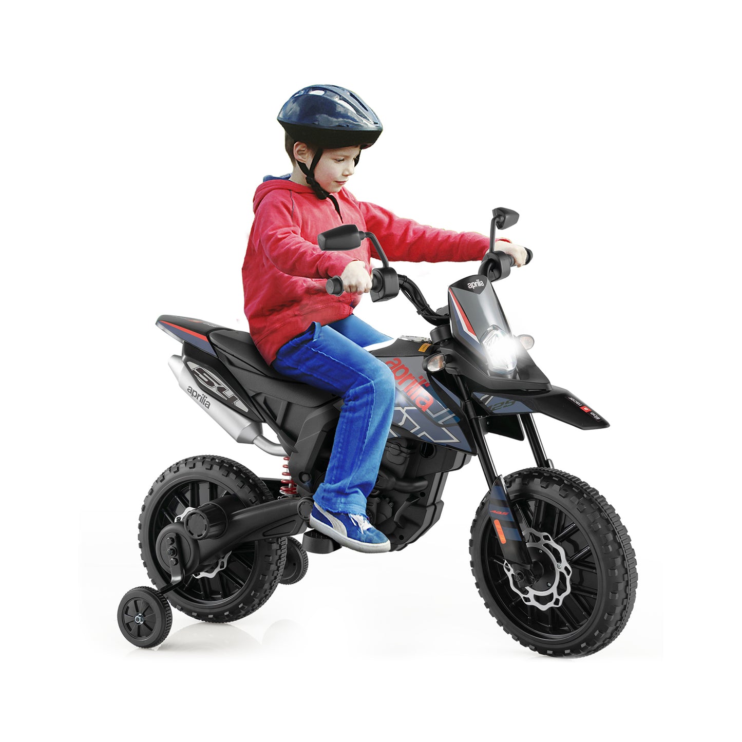 12V Battery Powered Toddler Motorbike with Music for 3-8 Years Old Kids-Black
