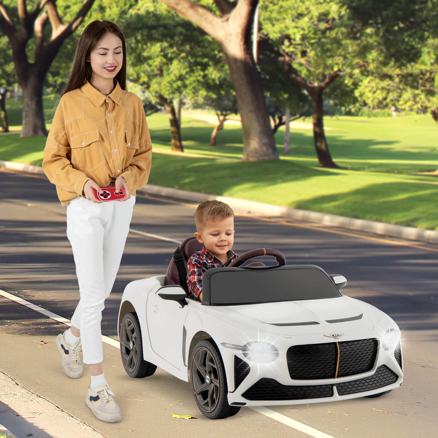 12V Licensed Bentley Bacalar Kids Ride On Car with Scissor Doors and Lights-Green