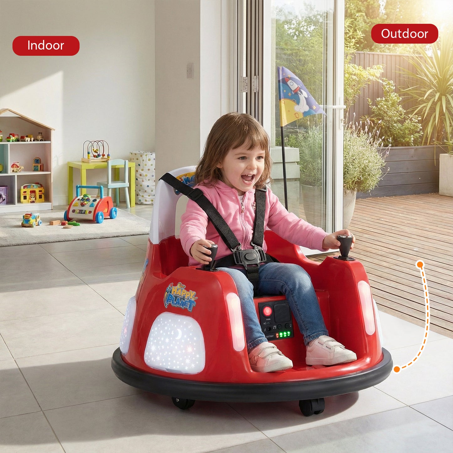 12V Bumper Car for Kids with Remote Control and Lighting Modes-Blue