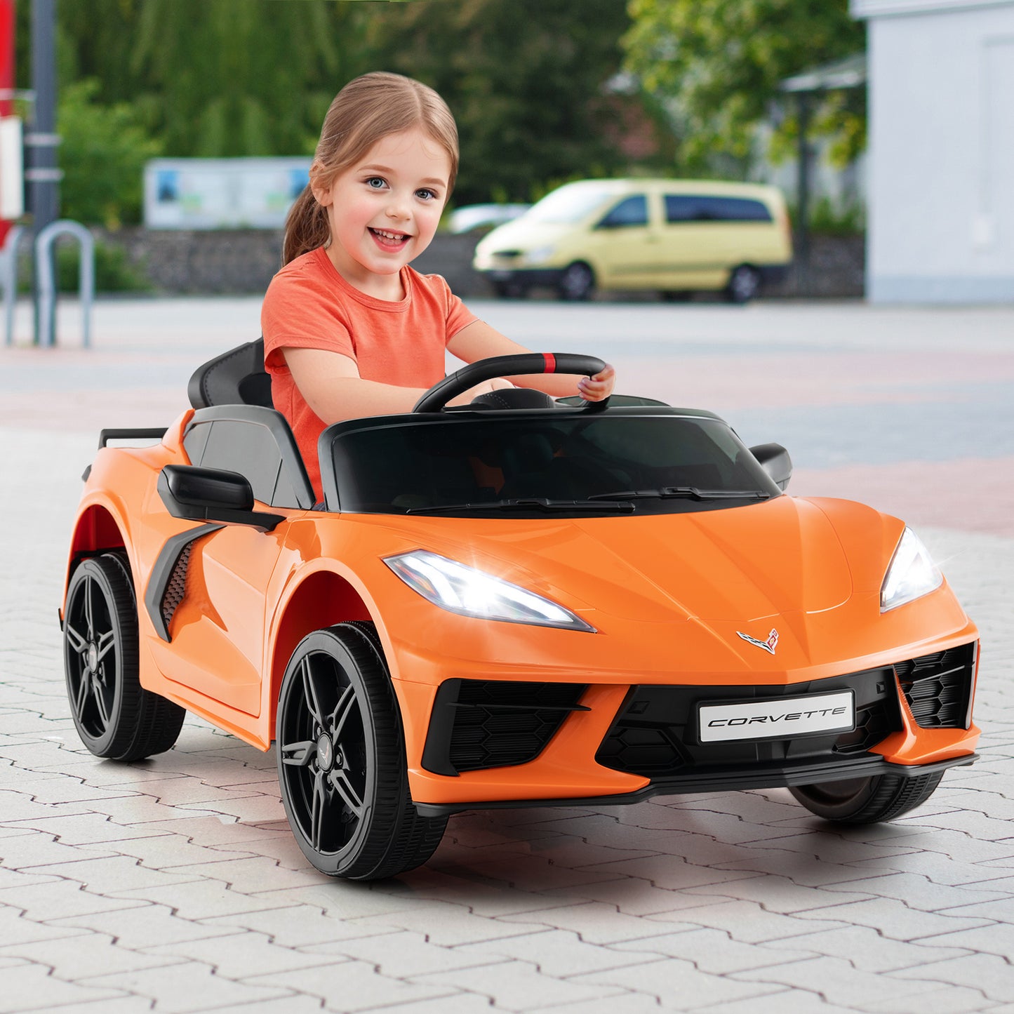 12V Electric Kids Ride On Car with Remote Control and Lights-Pink