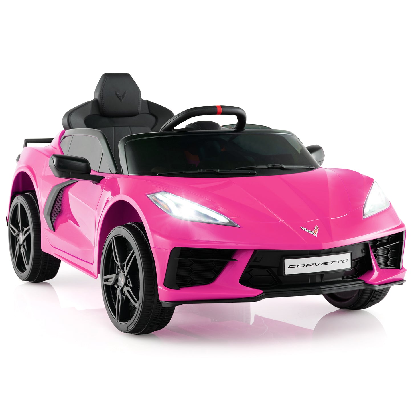 12V Electric Kids Ride On Car with Remote Control and Lights-Pink