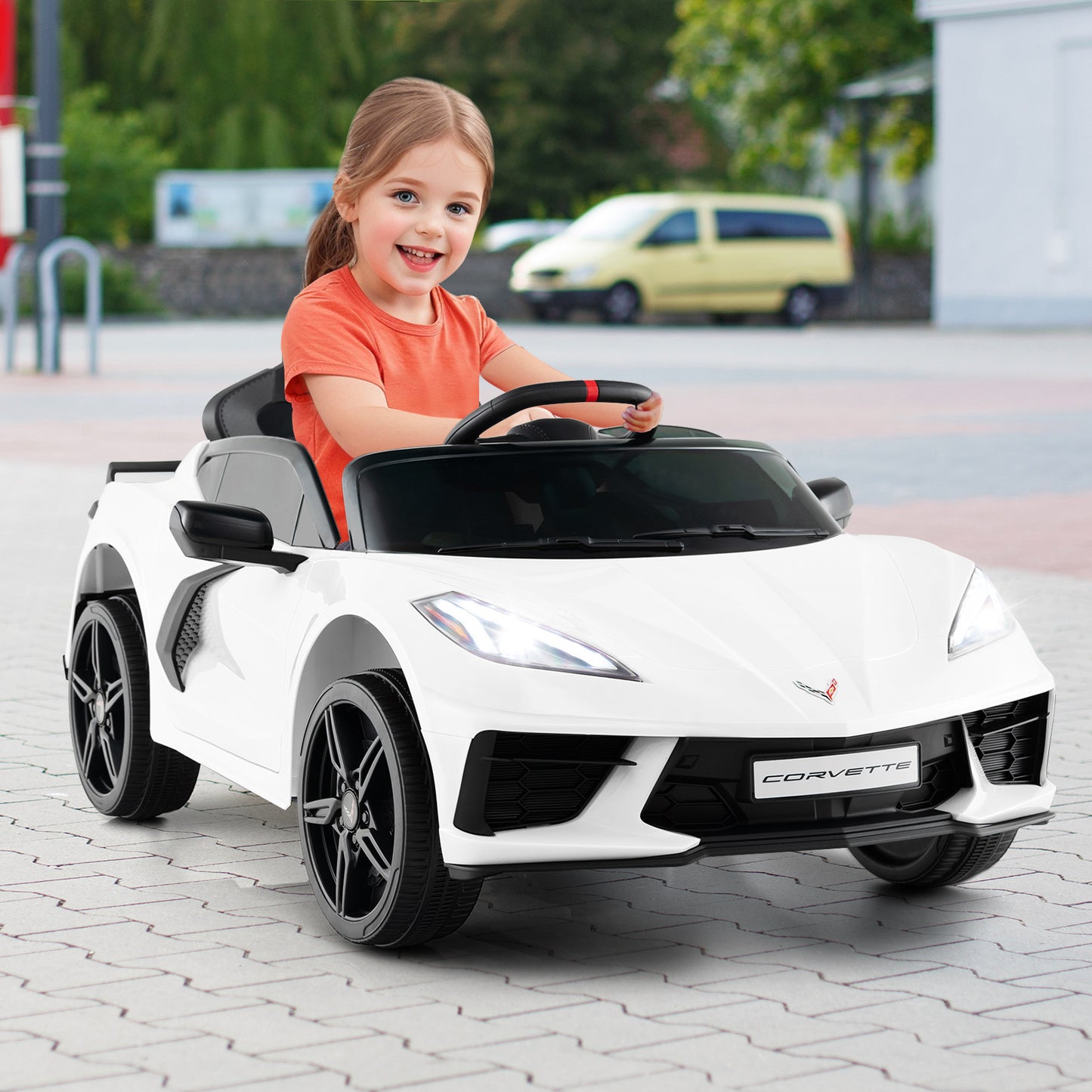 12V Electric Kids Ride On Car with Remote Control and Lights-Pink