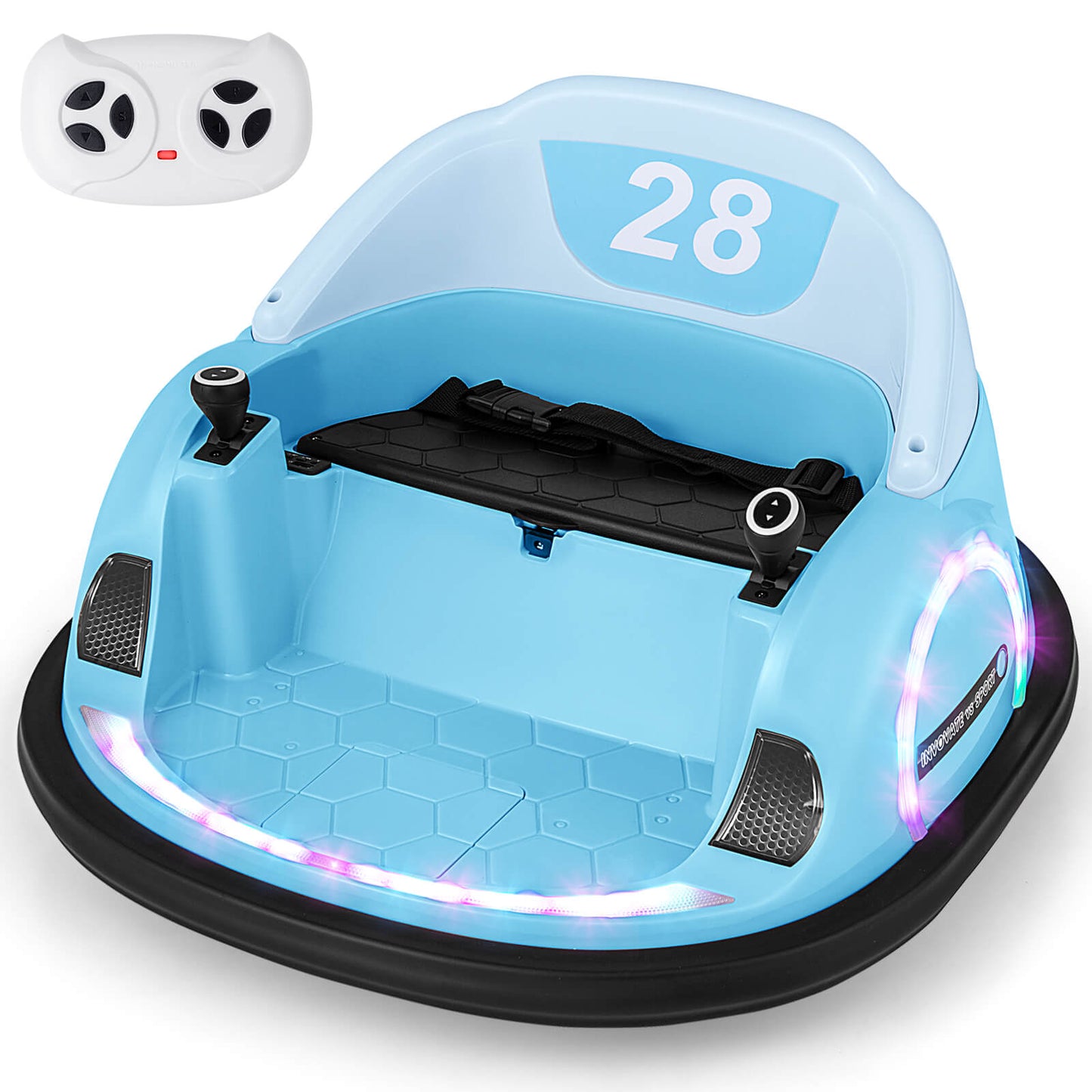 12V Kids Ride on Bumper Car with Flashing Lights and Remote Control-Pink