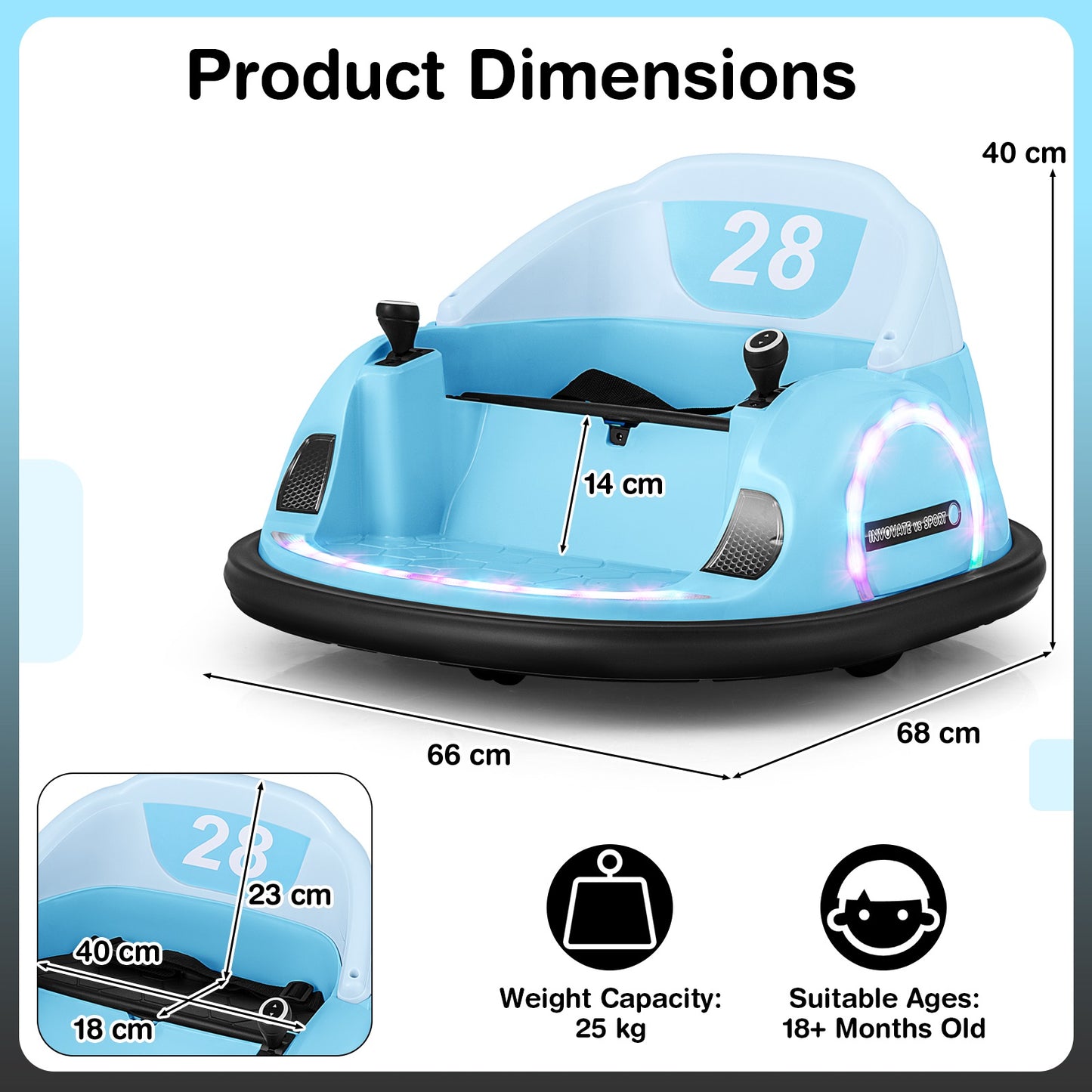 12V Kids Ride on Bumper Car with Flashing Lights and Remote Control-Pink