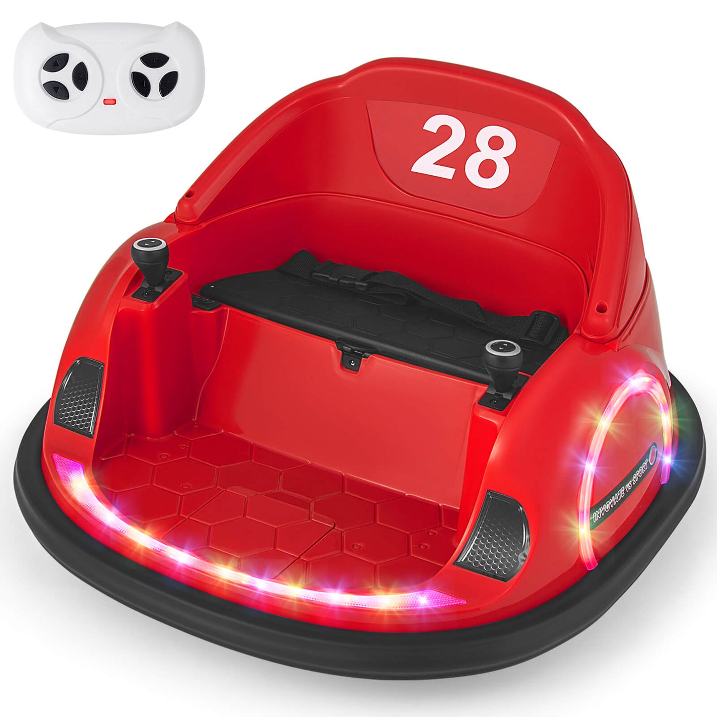 12V Kids Ride on Bumper Car with Flashing Lights and Remote Control-Pink