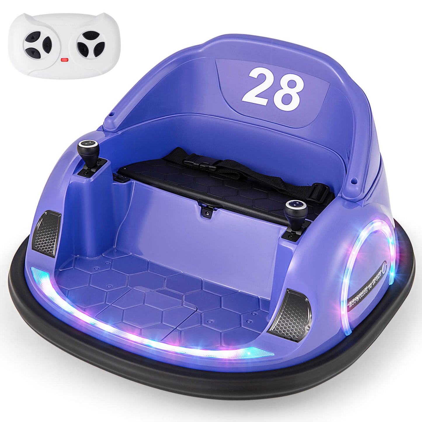 12V Kids Ride on Bumper Car with Flashing Lights and Remote Control-Pink