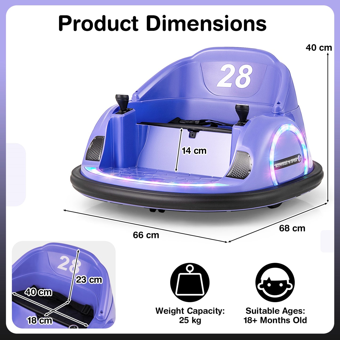 12V Kids Ride on Bumper Car with Flashing Lights and Remote Control-Pink