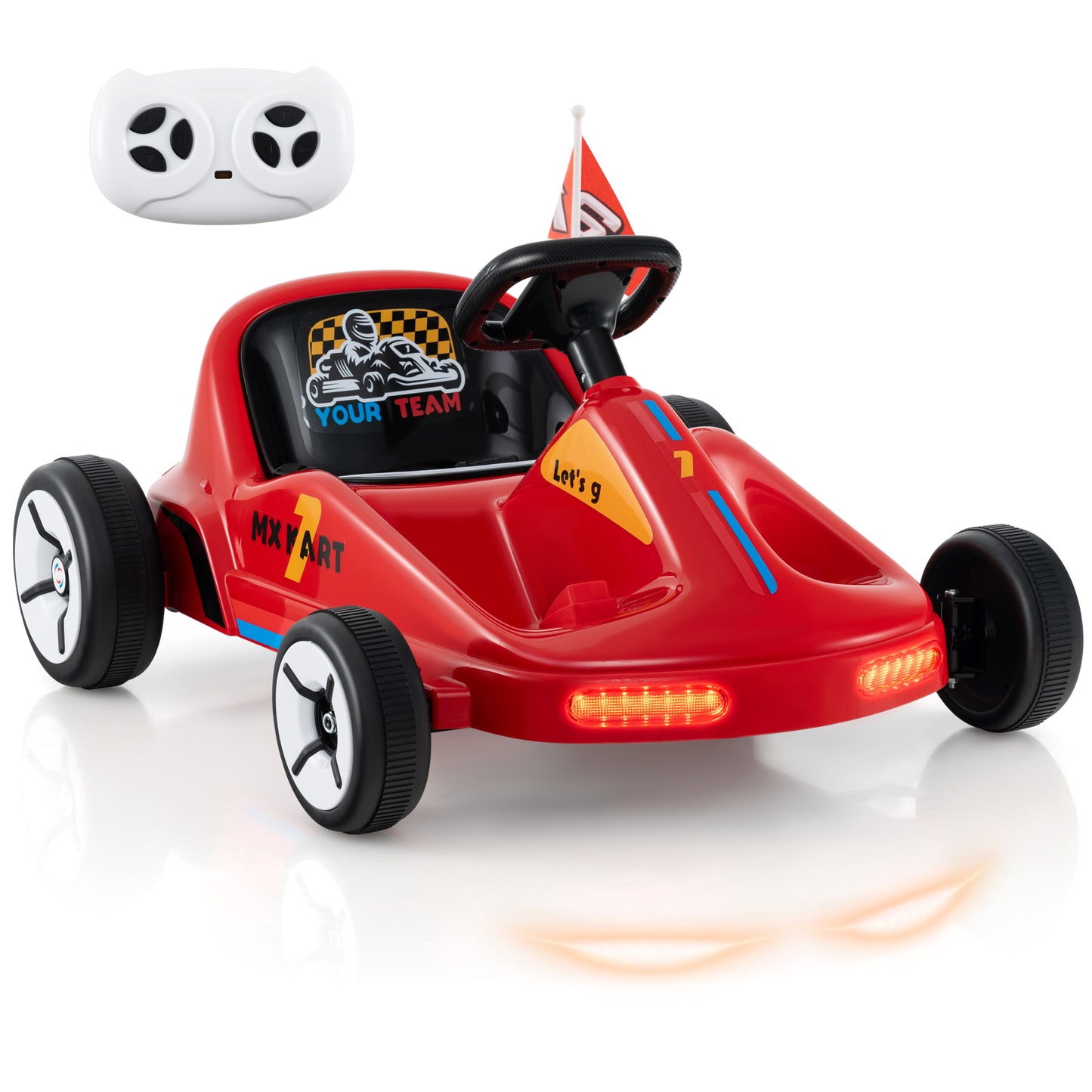 12V Kids Electric Go Kart with Remote and 3 Speeds and Lights-Blue