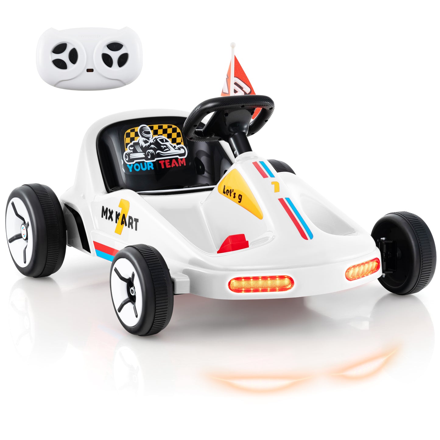 12V Kids Electric Go Kart with Remote and 3 Speeds and Lights-Blue